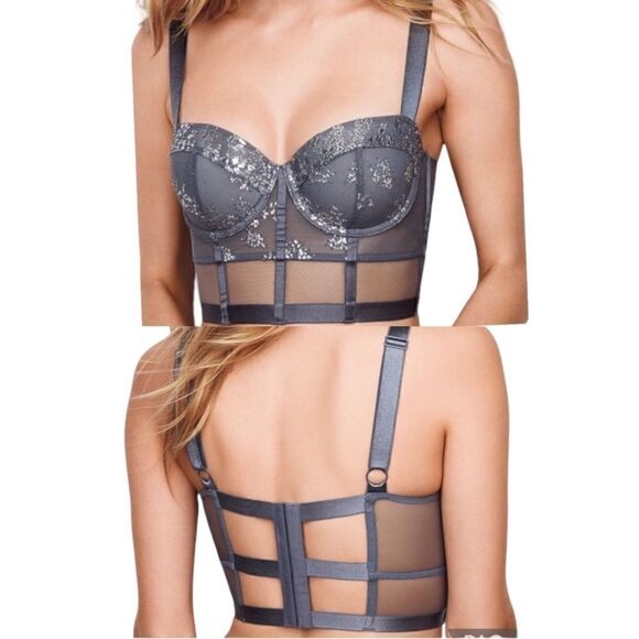 Victoria’s Secret VERY SEXY Shimmer Lace Longline Balconet Bra in the Size 36C - Picture 1 of 8